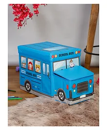 Hosta Homes Pvc Cartoon Printed Multipurpose Storage School Bus - Blue