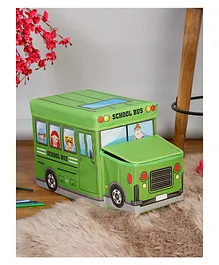 Hosta Homes Pvc Cartoon Printed Multipurpose Storage School Bus - Green