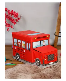 Hosta Homes Pvc Cartoon Printed Multipurpose Storage School Bus - Red
