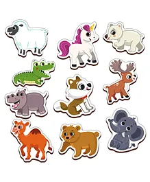 Mini Leaves Wooden Animal Fridge Magnets Cut Outs Pack of 10- Multicolor