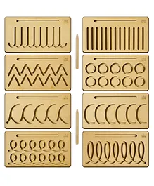 Mini Leaves Patterns Practice Writing Wooden Tracing Boards  Double-Sided- 4 Pieces