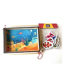 Mini Leaves Wooden Magnetic Fishing Catching Game - 16 pieces