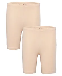 Charm n Cherish Pack Of 2 Solid Cycling Shorts - Beige