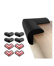 BabyPro Lab Tested Certified Set of 8 Baby Proofing Corner Protectors with Strong 3 M Adhesive for Sharp Edges of Bed Table & Furniture - Black