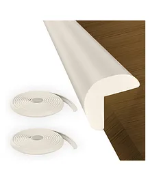 BabyPro Lab Tested Certified Set of 2 Soft Cushioned 6.4 ft Long Pre Taped Edge Guards with Strong 3 M Adhesive for Covering Sharp Edges 12 mm Thick - White