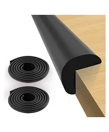 BabyPro Lab Tested Certified Set of 2  Soft Cushioned 6.4 ft Long Pre Taped Edge Guards with Strong 3 M Adhesive for Covering Sharp Edges 12 mm Thick - Black