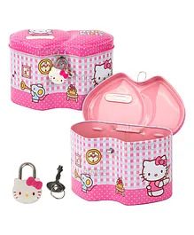 Fiddlerz Metal Body Money Saving Kitty Coin Bank With Lock N Key Secure Money Coin Bank Best Return Gift- Pink