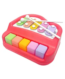 VGRASSP 5 Keys 2 in 1 Xylophone and Piano Toy with Colorful Keys for Toddlers and Kids - Red