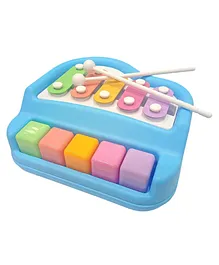 VGRASSP 5 Keys 2 in 1 Xylophone and Piano Toy with Colorful Keys for Toddlers and Kids - Blue