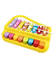 VGRASSP 2 in 1 Piano Xylophone Musical Instrument with 8 Key Scales with Music Cards Songbook - Yellow