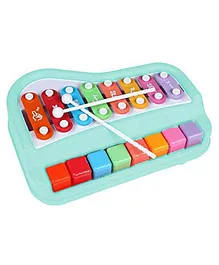 VGRASSP 2 in 1 Piano Xylophone Musical Instrument with 8 Key Scales with Music Cards Songbook - Turquoise