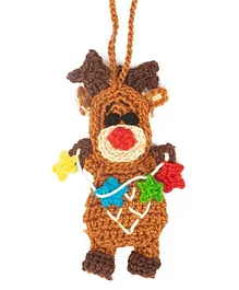 Handcrafted Crochet Christmas Tree Ornament Reindeer - Brown