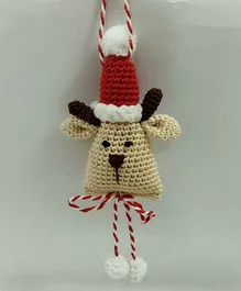 Handcrafted Crochet Christmas Tree Ornament Reindeer - Beige