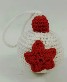 Handcrafted Amigurumi Christmas Tree Ornament Ball - White Red