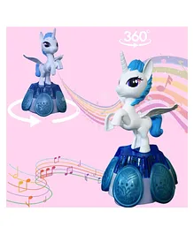 Planet of Toys 360 Degree Rotating Unicorn Light and Music Toy - Blue