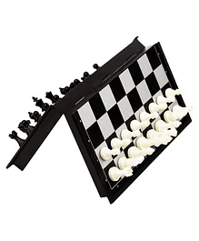 Kids Mandi Magnetic Travel Chess Set with Folding Chess Board and Pieces - Black and White