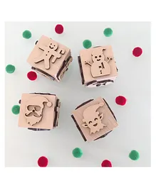 KIDDO KORNER Christmas Play Dough Wooden Stamp Cube  - Assorted