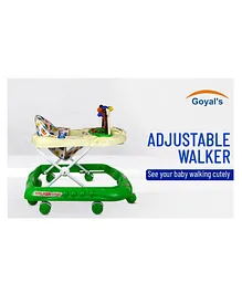 GOYAL'S Monkey Baby Walker with Music & Light Function and Adjustable Height - Green