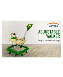 Goyal's Cute Monkey Face Baby Musical & Lights Foldable & Height Adjustable Walker with Parental Handle - Green