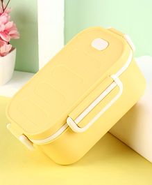 Double Layer Lunch Box With Clip Lock Closure - Yellow