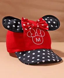 Disney By Babyhug Minnie Mouse Embroidered Summer Cap Red & Black  - Circumference 48.5 cm