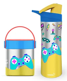 Rabitat Combo of Mealmate Insulated Lunch Box & Nutrilock Stainless Steel Bottle Sparkey - Yellow