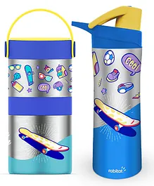 Rabitat Combo of Mealmate Insulated Lunch Box & Nutrilock Stainless Steel Bottle Spunky - Blue
