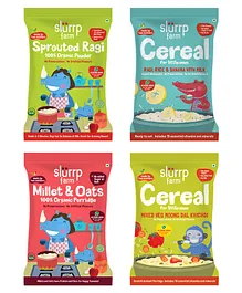 Slurrp Farm No Added Sugar, No Salt, Cereal Starter Combo Pack Of 4 - 50 Gm Each