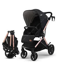 Baybee Infant Baby Pram Stroller for Newborn Babies with Aluminum Frame 3-Position Adjustable Canopy Reversible Seat Safety harness Storage Basket & Rear Brake - Pink