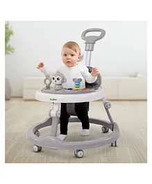 Baybee Baby Walker for Kids with 4 Height Adjustable Parental Push Handle Foot mat & Musical Rattle Toy Bar Round Kids Activity Walker for Baby - Grey