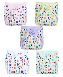 Superminis Reusable Printed Muslin Cotton Nappy Pack of 5  Multicolor