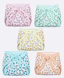 Superminis Reusable Printed Muslin Cotton Nappy Pack of 5  Multicolor