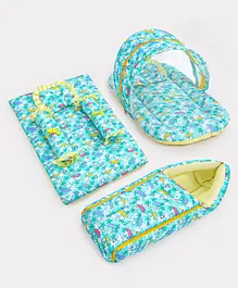 Baby 7 Pieces Bedding Set Sleeping Bag & Mosquito Net Gadda In Bunny Print - Green