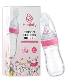 Healofy Silicone Squeezy Soft Spoon Food Feeder Bottle Pink - 125 ml