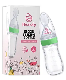 Healofy Silicone Squeezy Soft Spoon Food Feeder Bottle Green - 125 ml