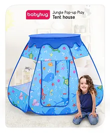 Babyhug Foldable Pop-Up Play Tent House Aquatic Theme - Blue