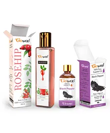 Pack of 2 Black Pepper Essential Oil and Rosehip Seed Carrier Oil 100% Pure & Natural Oil For Face Oil & Body Massage Oil - 110 ml