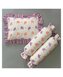 Baby Pillow and Bolster Cushion Set Unicorn Print - White