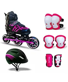Jaspo Radar Hydra Max Pro Adjustable Inline Shoe Skates Combo Packs Small - Pink