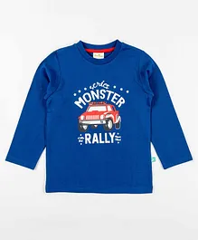 JusCubs Full Sleeves Monster Rally Text & Jeep Printed Tee - Royal Blue