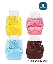 Tiny Tycoonz Pack of 4 Reusable and Washable Diapers with 4 Microfiber extra absorvent seven layers Inserts - Multicolor