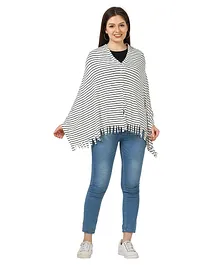nene Breastfeeding Multi Purpose Nursing Poncho Breathable Breastfeeding Cover -Navy Blue White