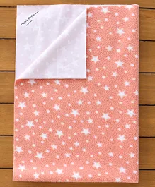 Quick Dry Baby Bed Protector Vibro Star Print Sheet Medium - Peach