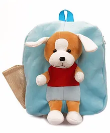 Babyjoys Soft Fabric Dress Dog School Bag for Baby Boys and Girls Blue - Height 14 inches