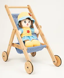 Rocking Potato Wooden Doll stroller- Blue