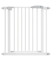 KidDough Safety Security Gate for Kids  Auto Close with Double Lock System - White