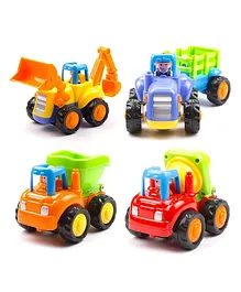 Sanishth Push And Go Unbreakable Construction Vehicle Toy Set Of 4 - Multicolour