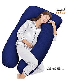 Angel Mommy Luxurious Imported Velvet U Shape Pregnancy Pillow - Blue