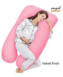 Angel Mommy Luxurious Imported Velvet  U Shape Pregnancy Pillow - Pink