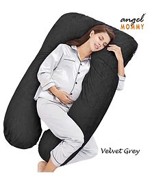 Angel Mommy Luxurious Imported Velvet U Shape Pregnancy Pillow - Black